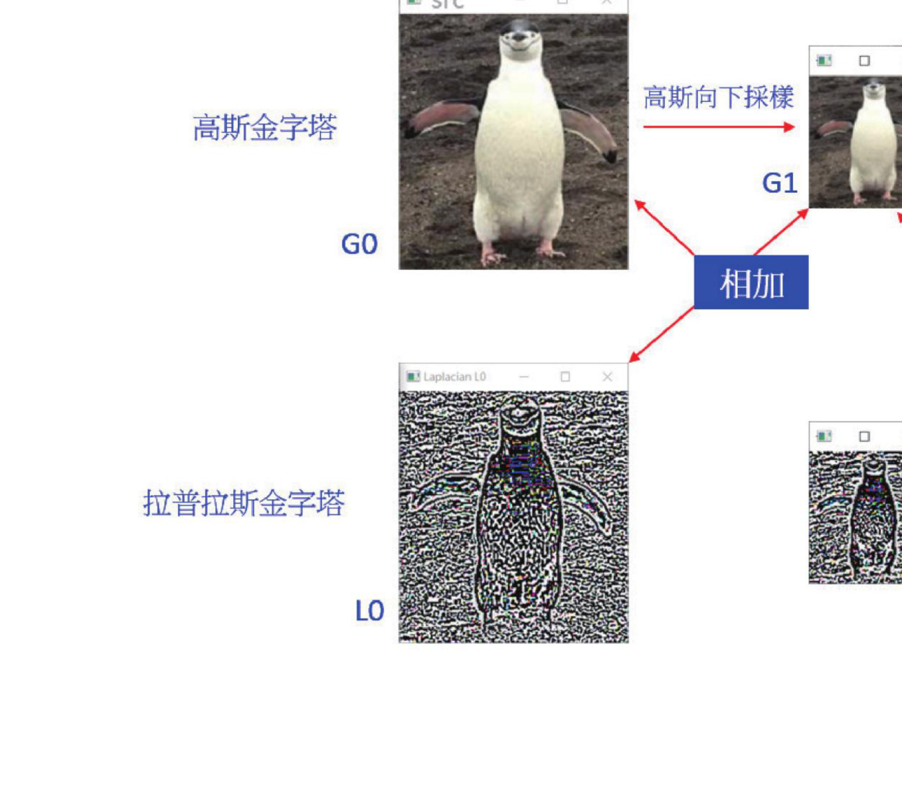 ch14_7.py 拉普拉斯金字塔结构与执行结果