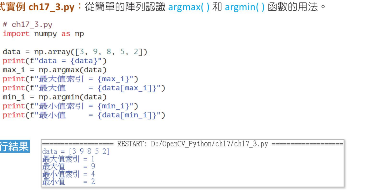 ch17_3.py 到 ch17_6.py argmax argmin 说明