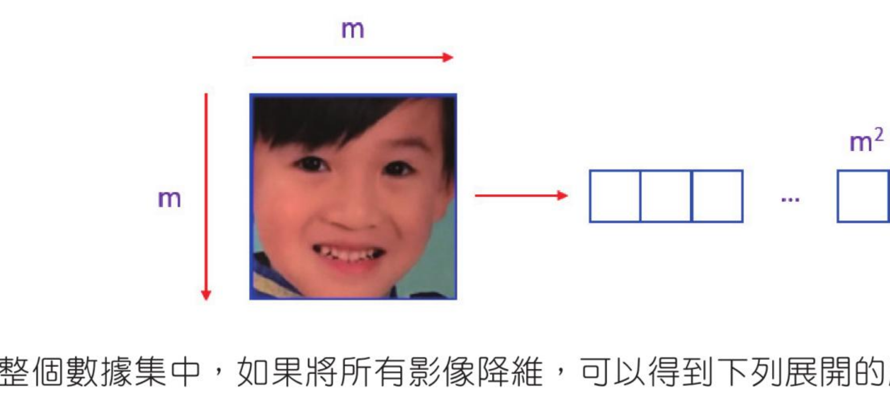 Eigenfaces 将人脸图像展开为一维向量