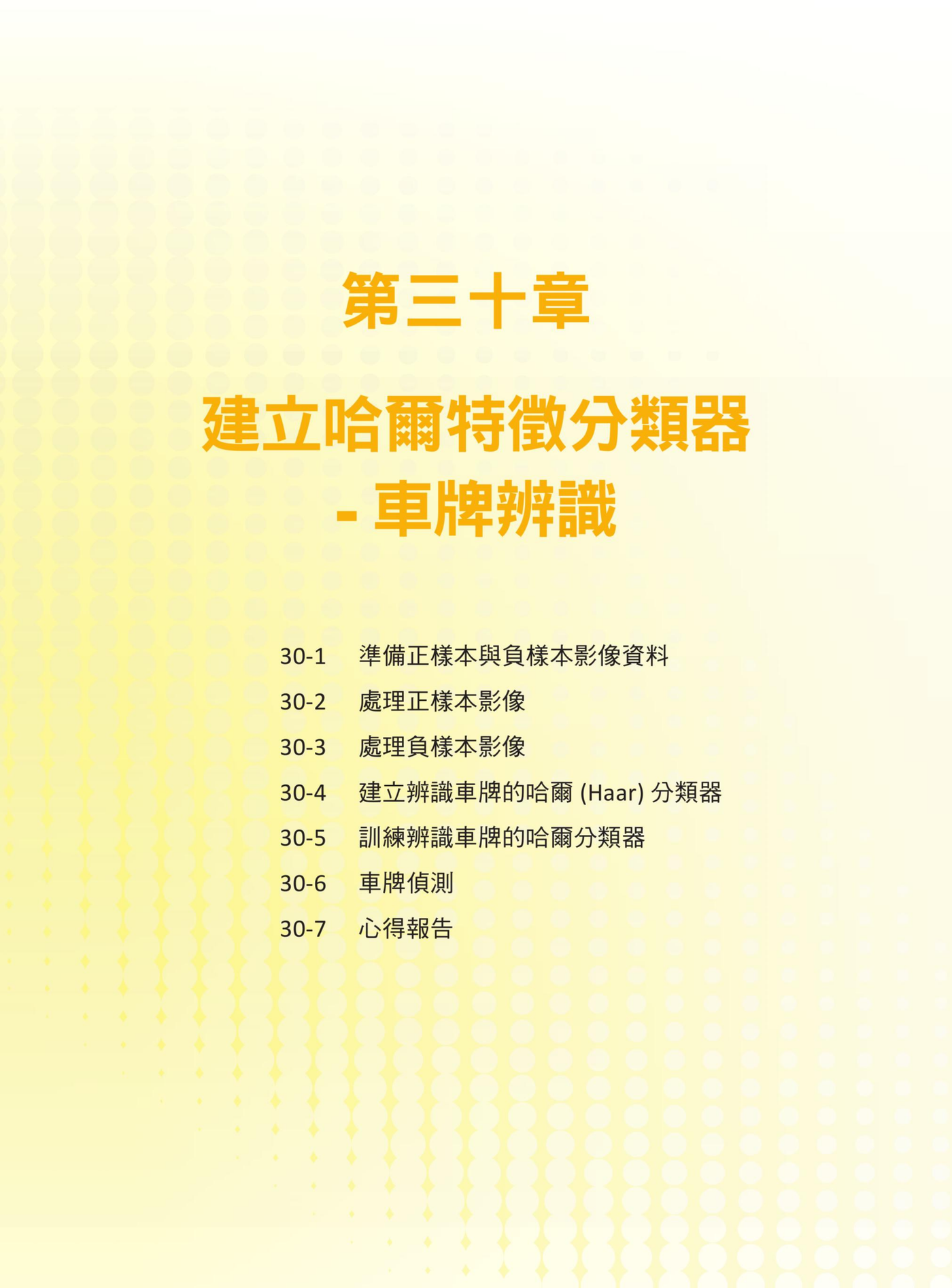 第 30 章 建立哈尔特征分类器 - 车牌辨识封面