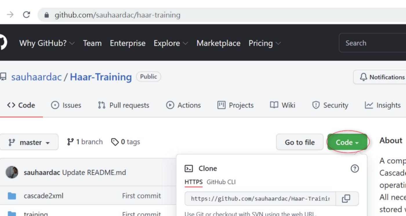 haar-training GitHub 下载页